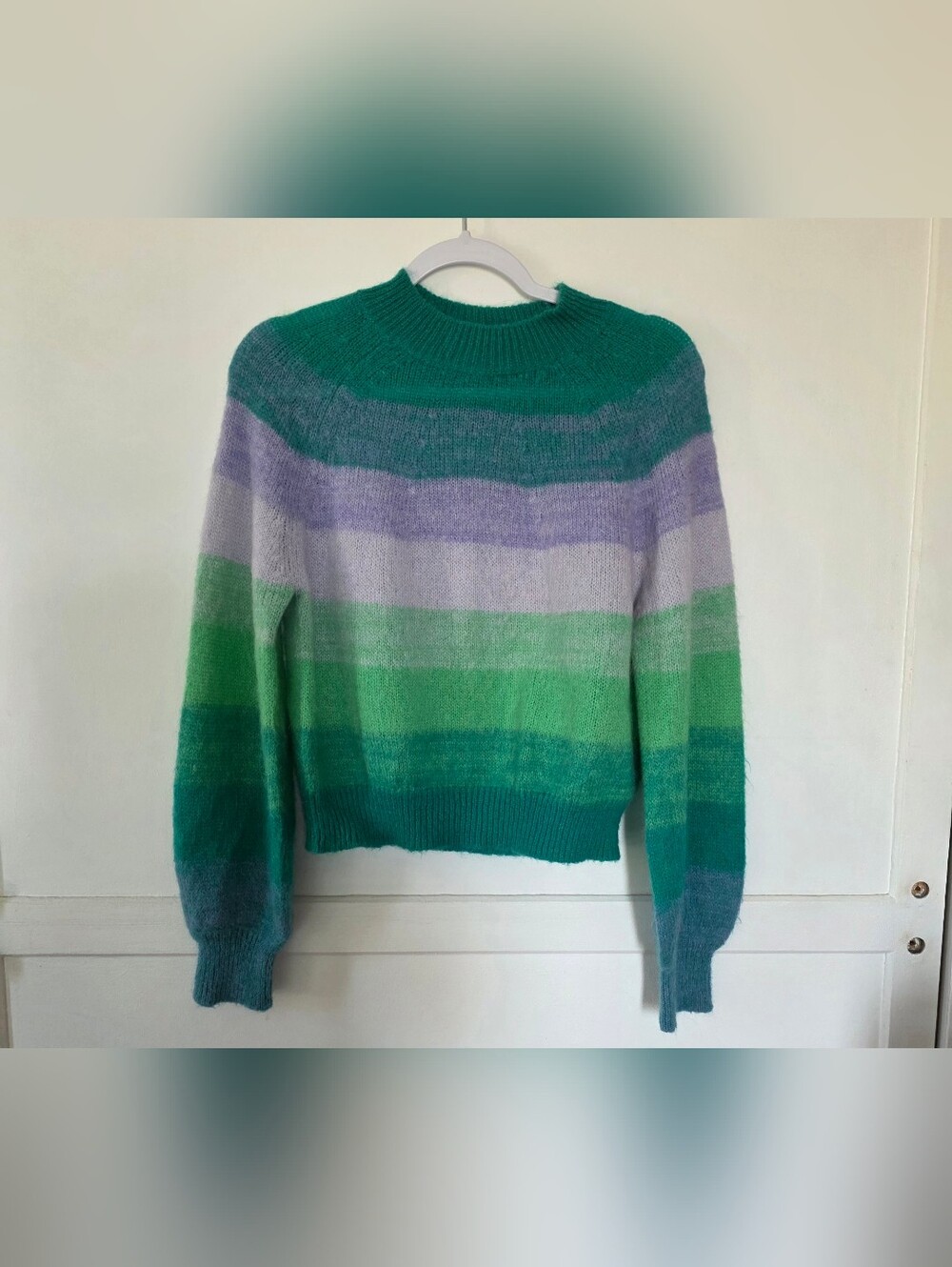 Maje Stripped Green Wood blend Purple Sweater Size 1